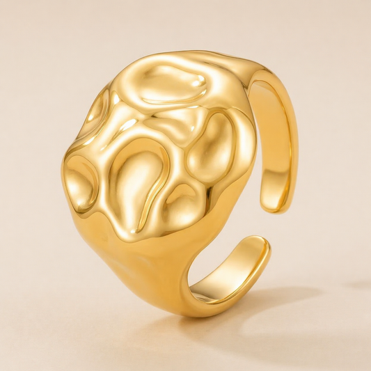 18K Gold Plated Molten Gold Statement Ring