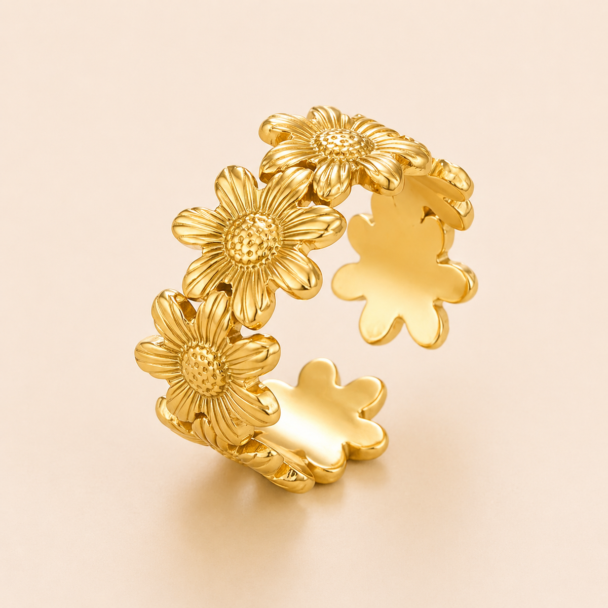 18K Gold-Plated Sun Flower Ring