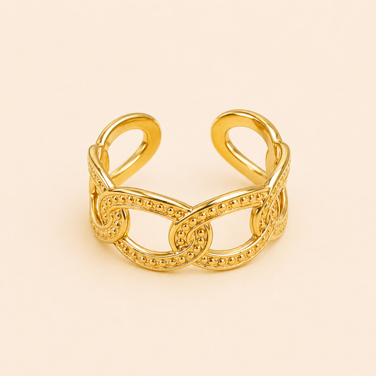 18K Gold-Plated Hollow Oval Cross Ring