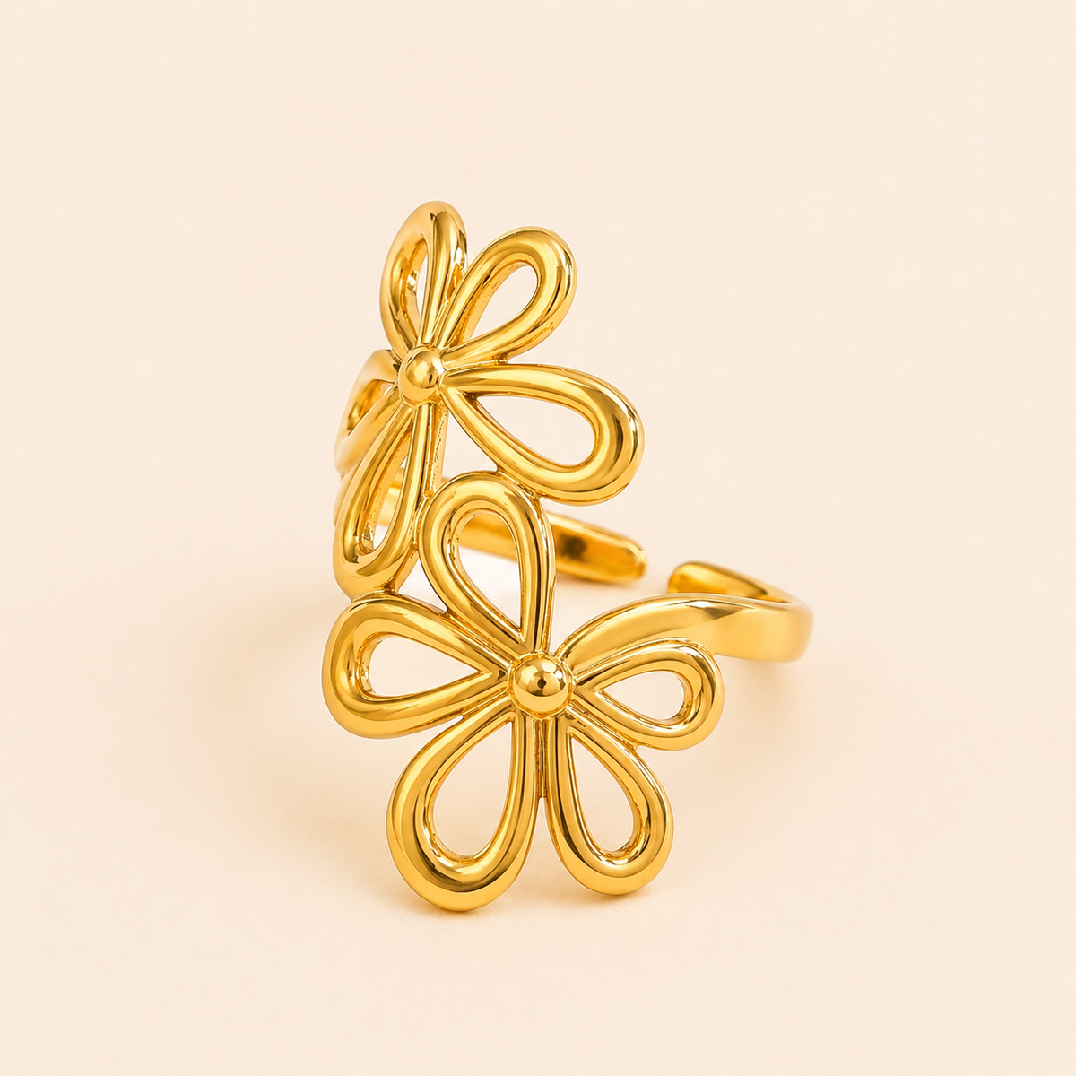 18K Gold-Plated Dainty Flower Ring