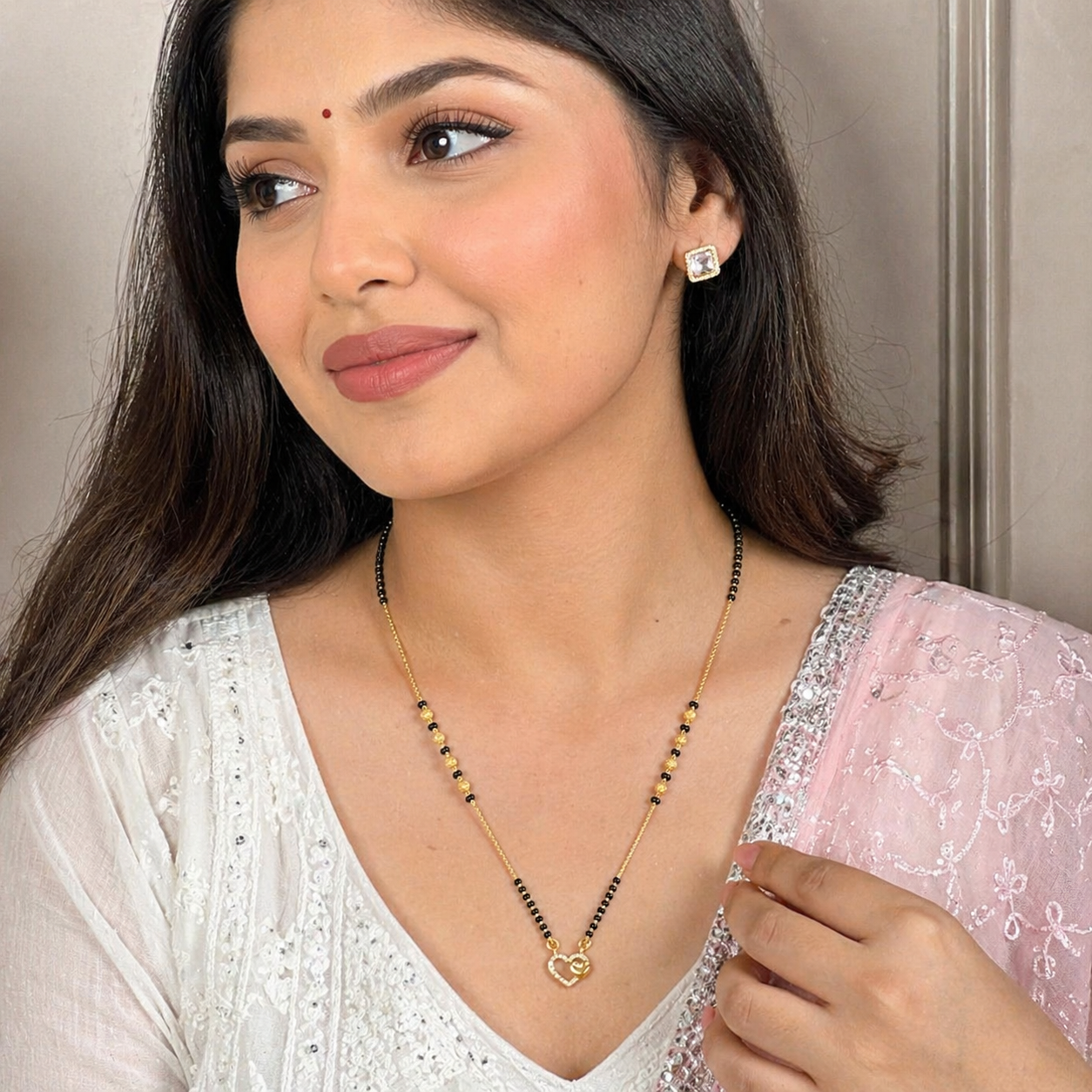 18K Gold Plated Double Heart Mangalsutra