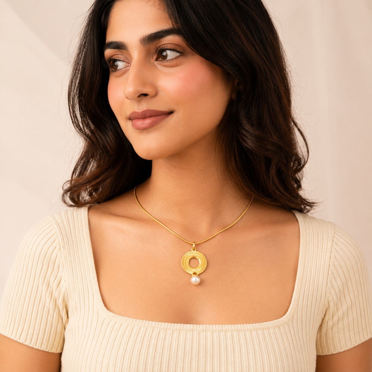 18K Gold Plated Golden Halo Solitaire Necklace