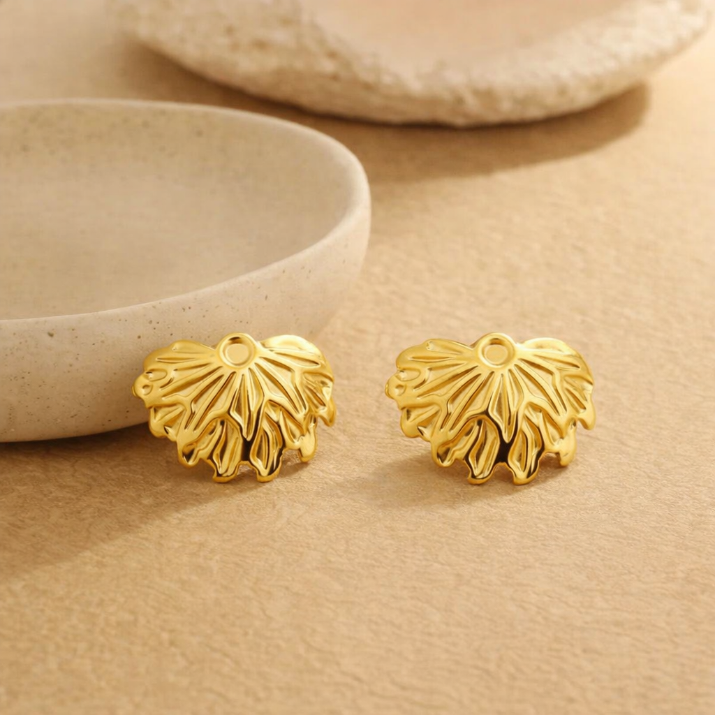 18K Gold Plated Gold Shell Design Earrings