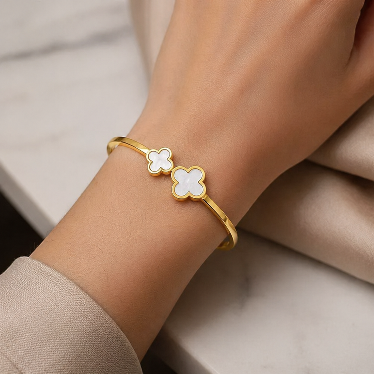 18K Gold Plated Twin Clover Elegance Bracelet