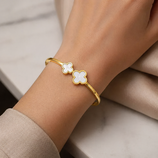 18K Gold Plated Twin Clover Elegance Bracelet
