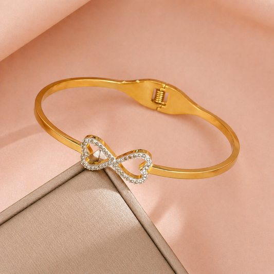 18K Gold Plated Elegant Double Heart Crystal Bracelet