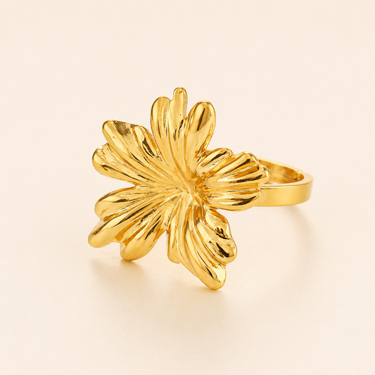 18K Gold Plated Flower Rings