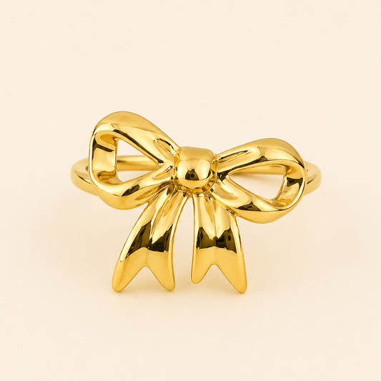 18K Gold Plated Chunky Bow Ring
