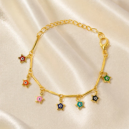 18K Gold Plated Twinkle Star Nazar Bracelet