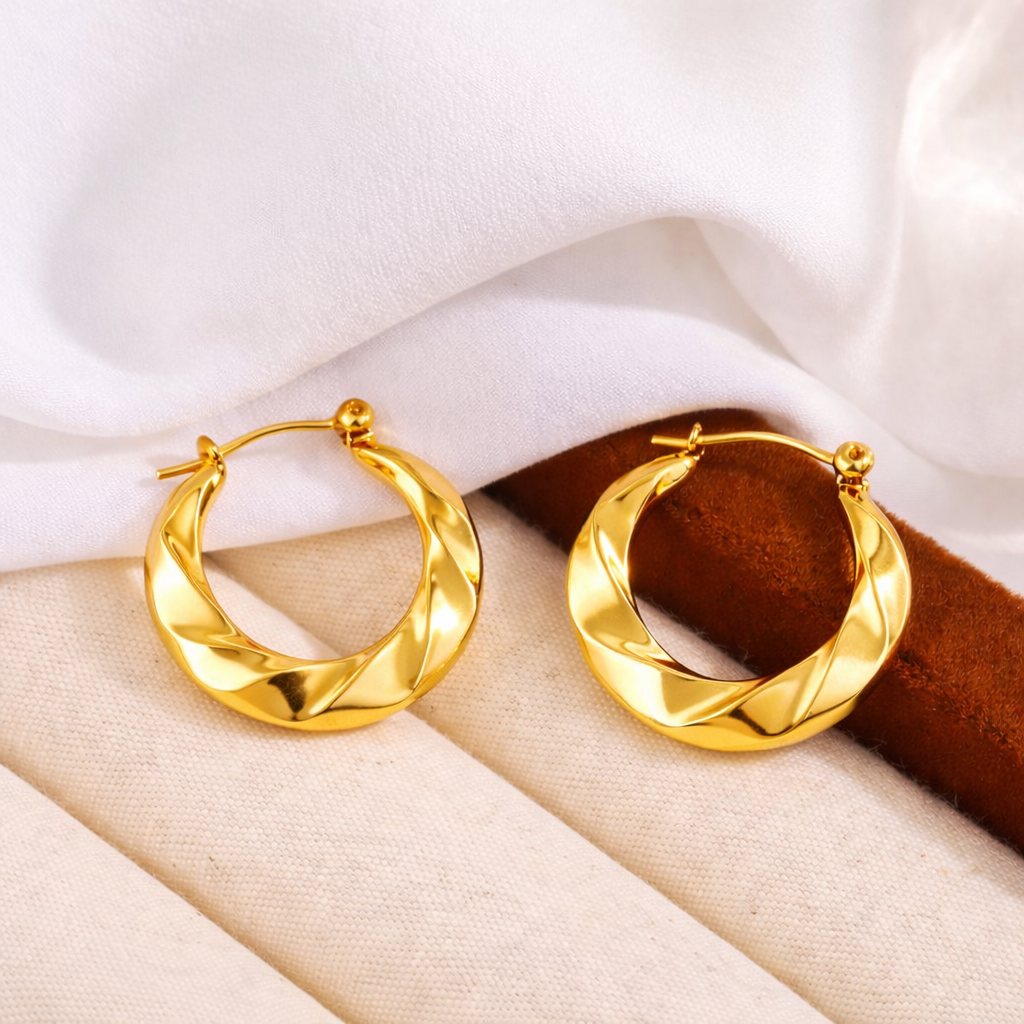 18k Gold Plated Circular Ear Cuff Hoop Earrings