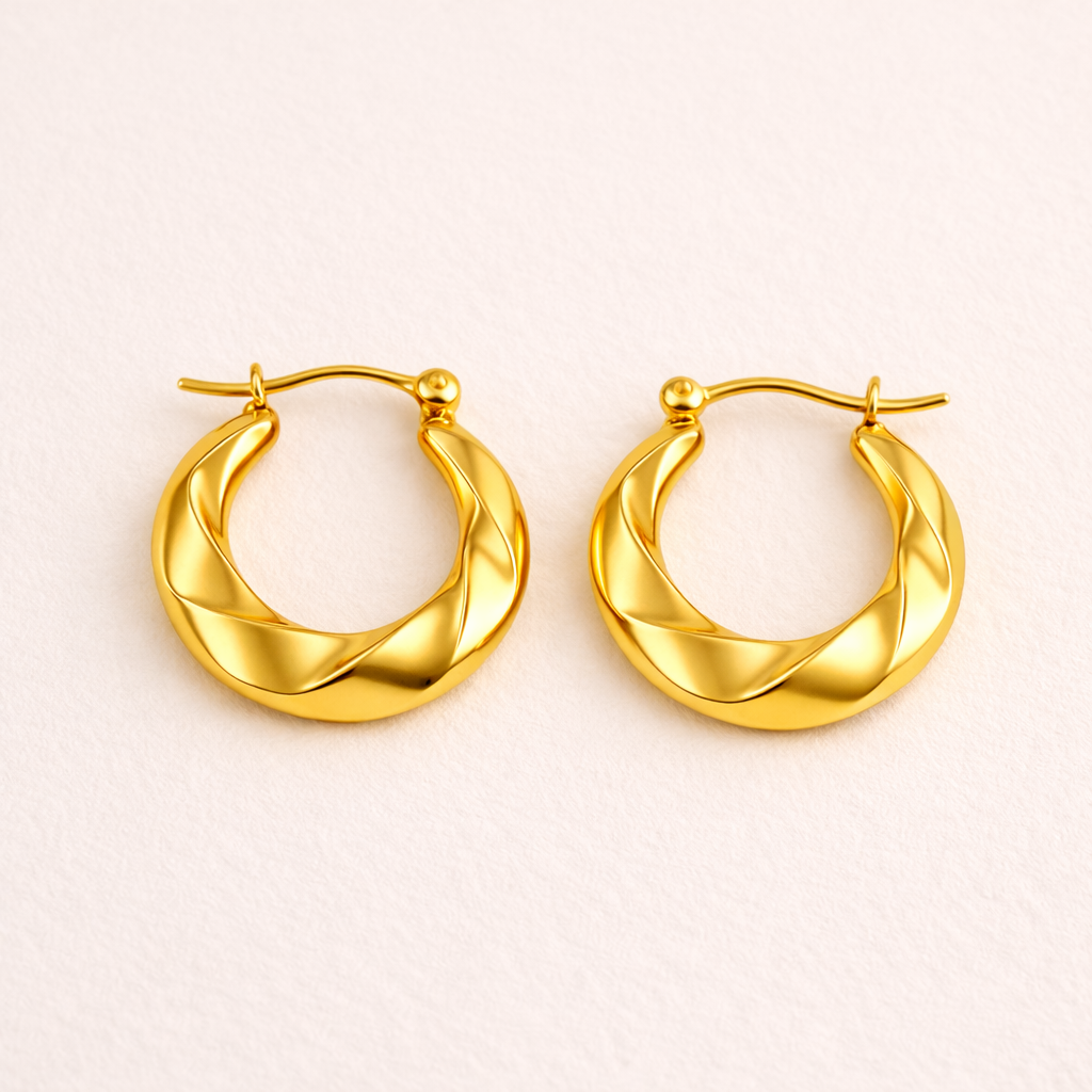 18k Gold Plated Circular Ear Cuff Hoop Earrings