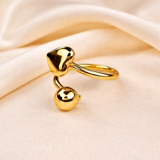 18K Gold Plated Heart Love Ball Shaped Ring