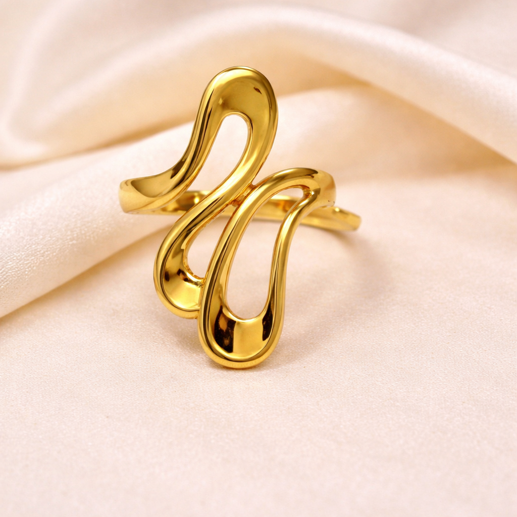 18K Gold Plated Layer Curve Adjustable Ring
