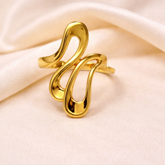 18K Gold Plated Layer Curve Adjustable Ring