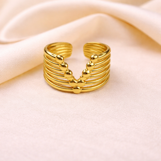 18K Gold Plated Letter V Design Charm  Rings