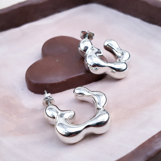 Luna Flow Silver Hoop Earrings