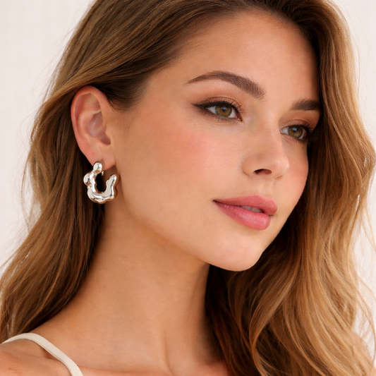 Luna Flow Silver Hoop Earrings