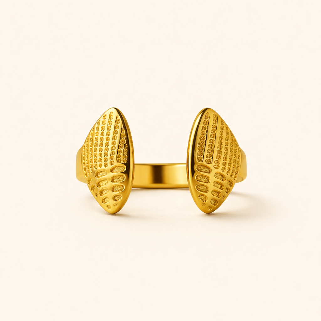 18k Gold Plated Leaf of Light Ring
