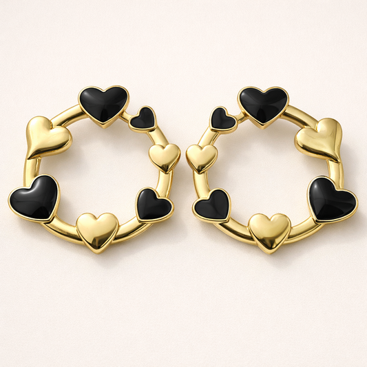 Heart Charm Hoop Earrings