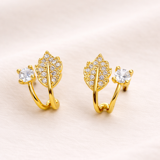 Zircon Leaf Stud  Earrings
