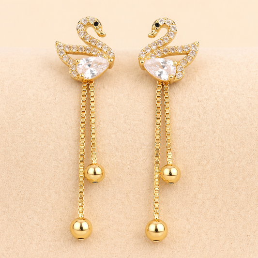 Golden Swan Drop Earrings
