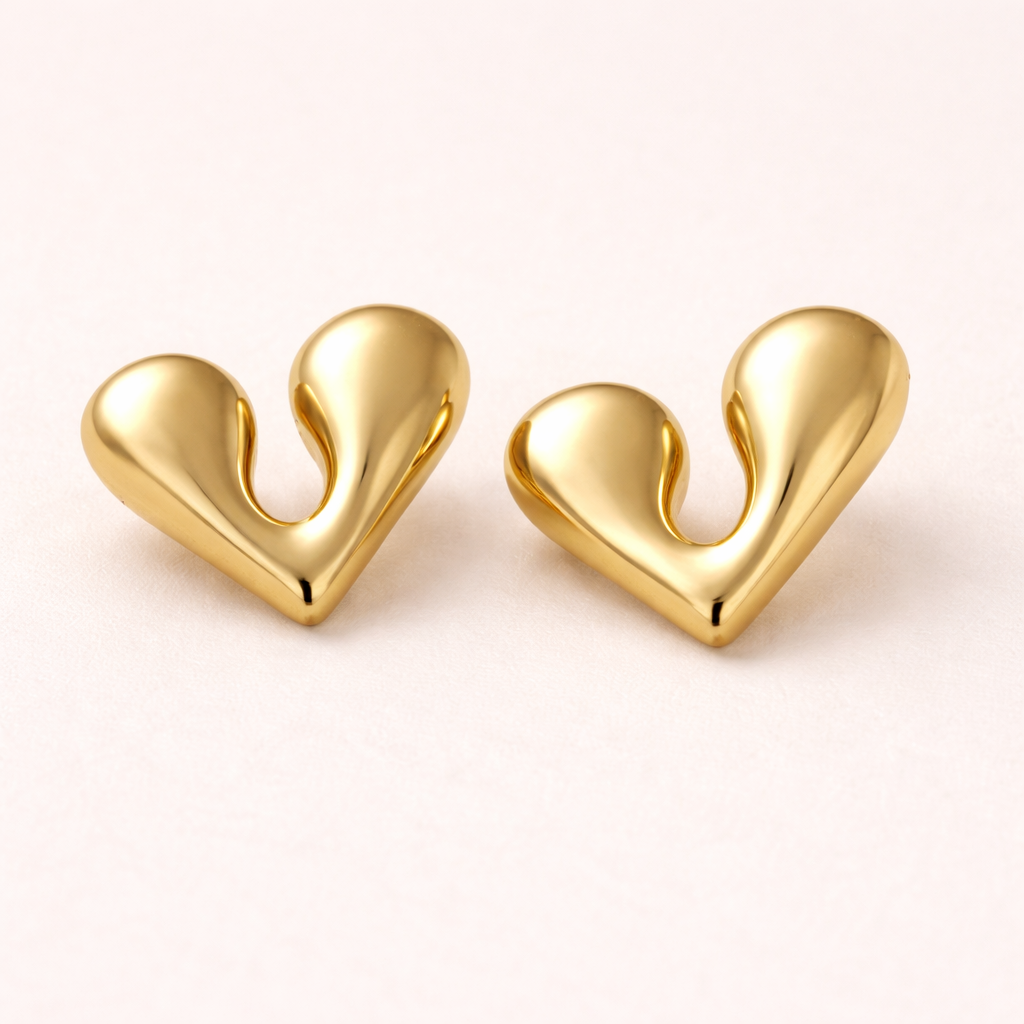 18K Gold Plated Modern Heart Glow Earrings