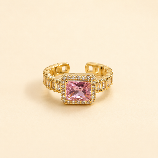 Gold Plated Color Square Zircon Rings