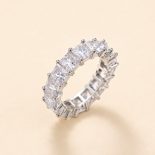 Princess Shape Zircon Full Eternity Rings