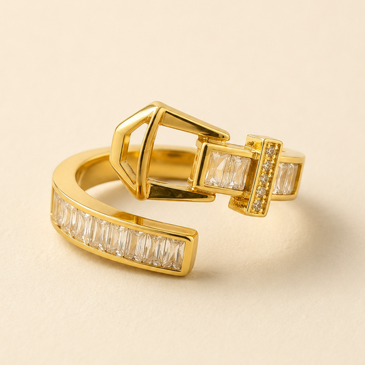 Zircon Statement Adjustable Belt Buckle Rings