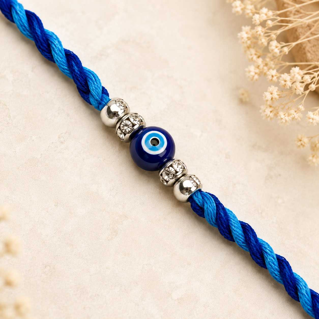 Beaded Evil Eye Rakhi With Roli Chawal