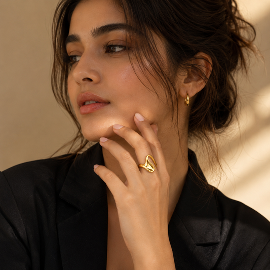 Modern Sculpted Wave Gold Ring