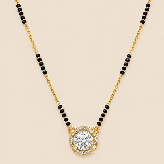Radiant Solitaire Halo Mangalsutra
