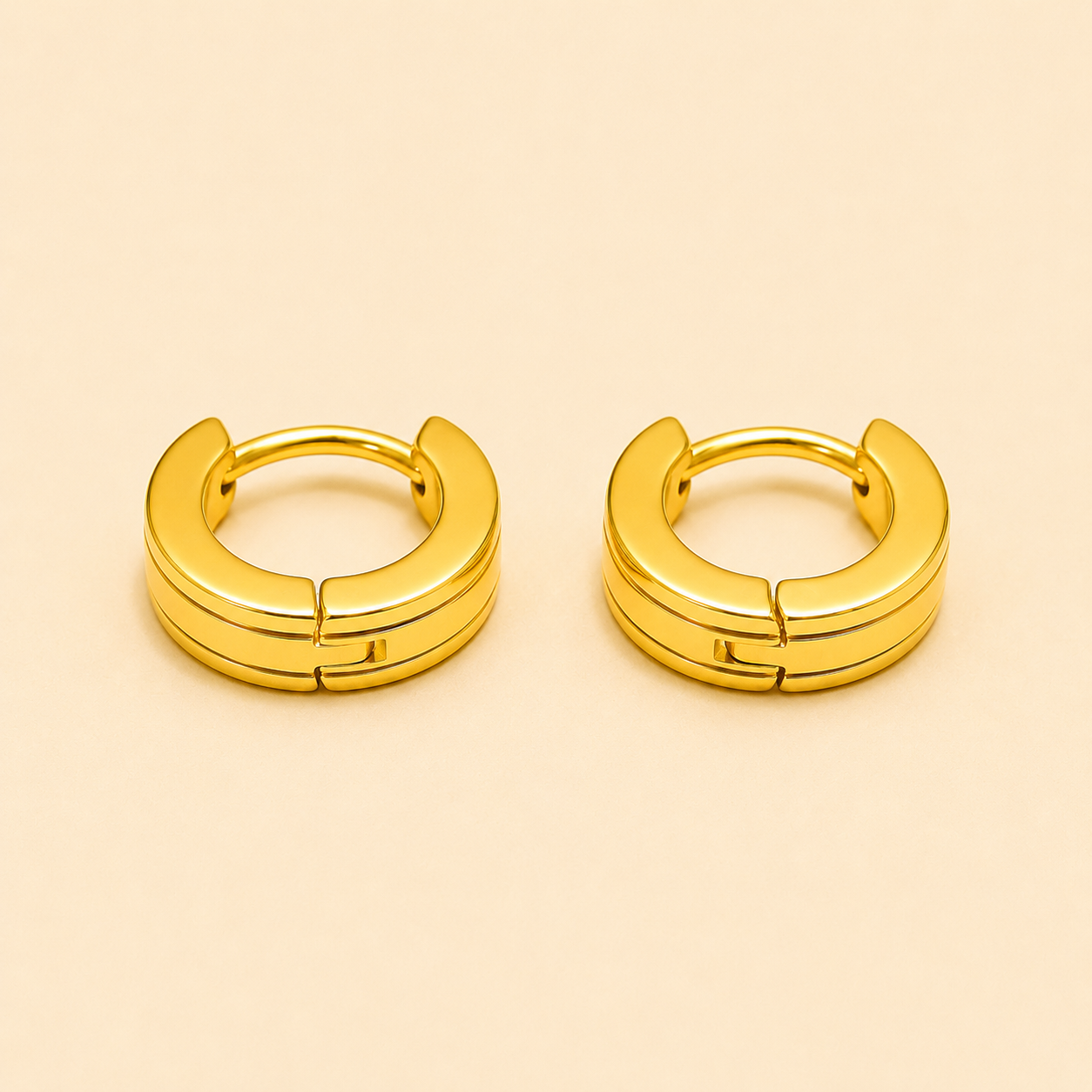 Men - 18K Gold-Plated Urban Edge Hoop Earrings