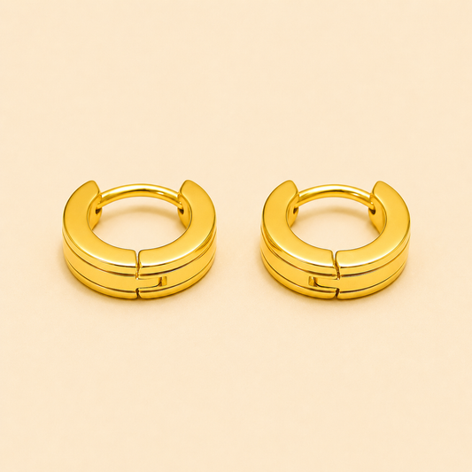 Men - 18K Gold-Plated Urban Edge Hoop Earrings