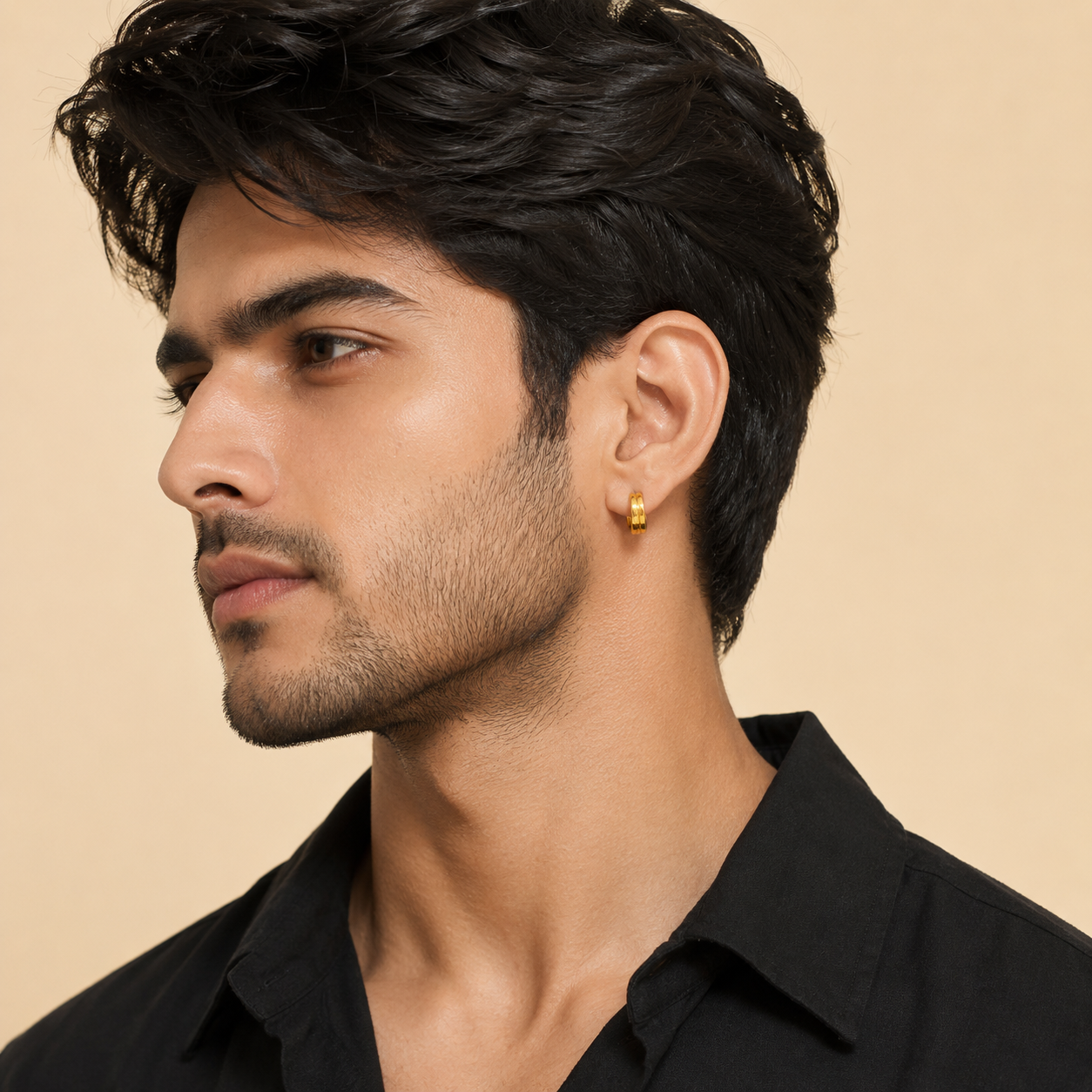 Men - 18K Gold-Plated Urban Edge Hoop Earrings