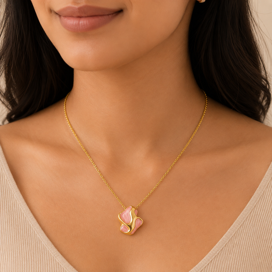 18K Gold Plated Serena Pink Pendant Necklace