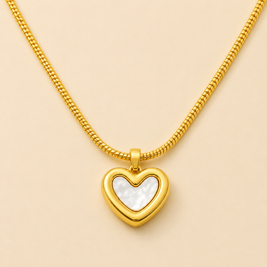 Anti Tarnish White Heart Necklace