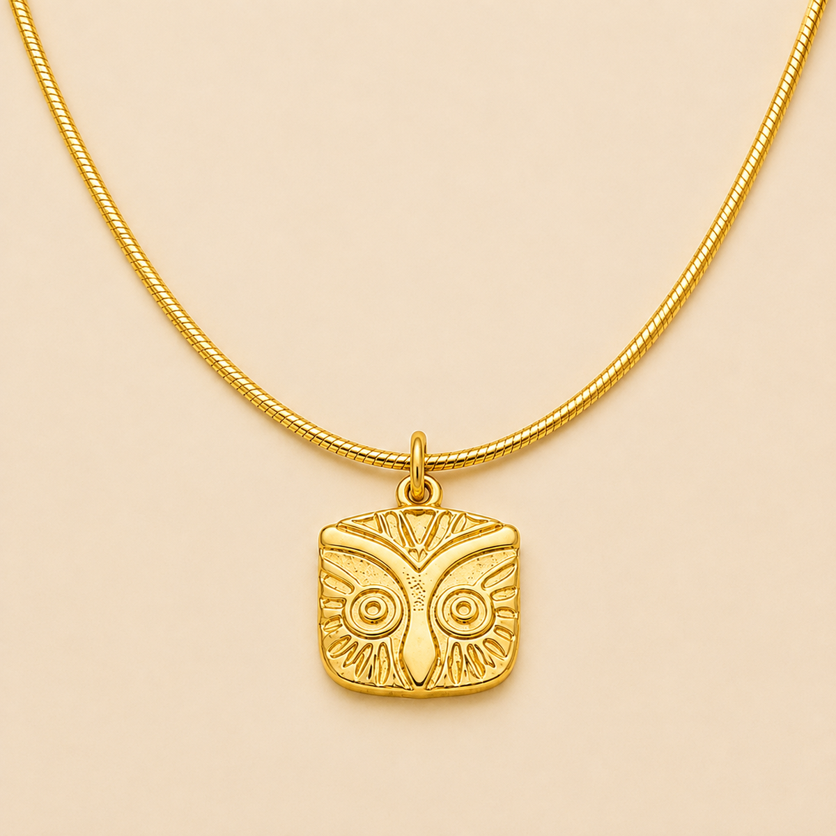 18K Gold Plated Aurora Owl Charm Necklace