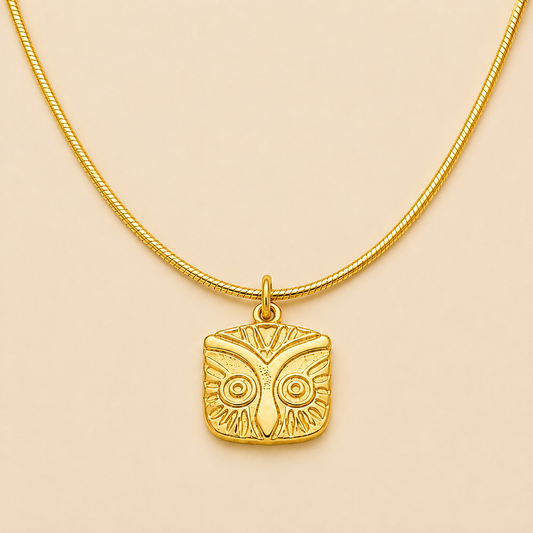 18K Gold Plated Aurora Owl Charm Necklace