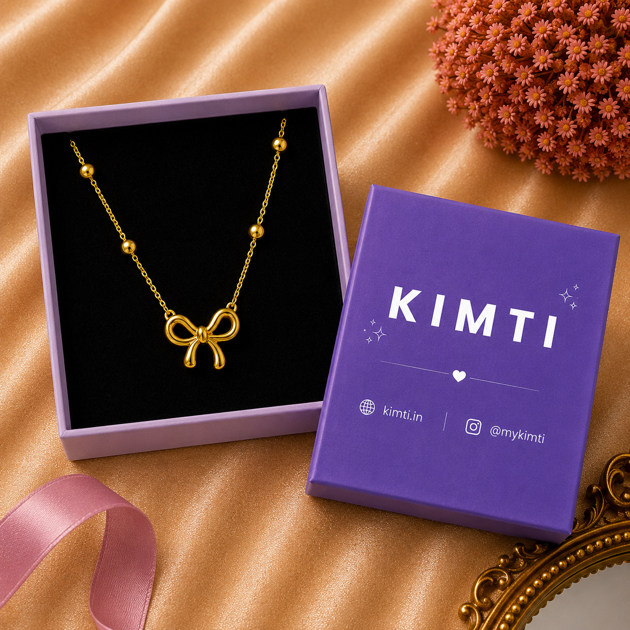 18K Gold-Plated Infinity Bow Pendant Necklace