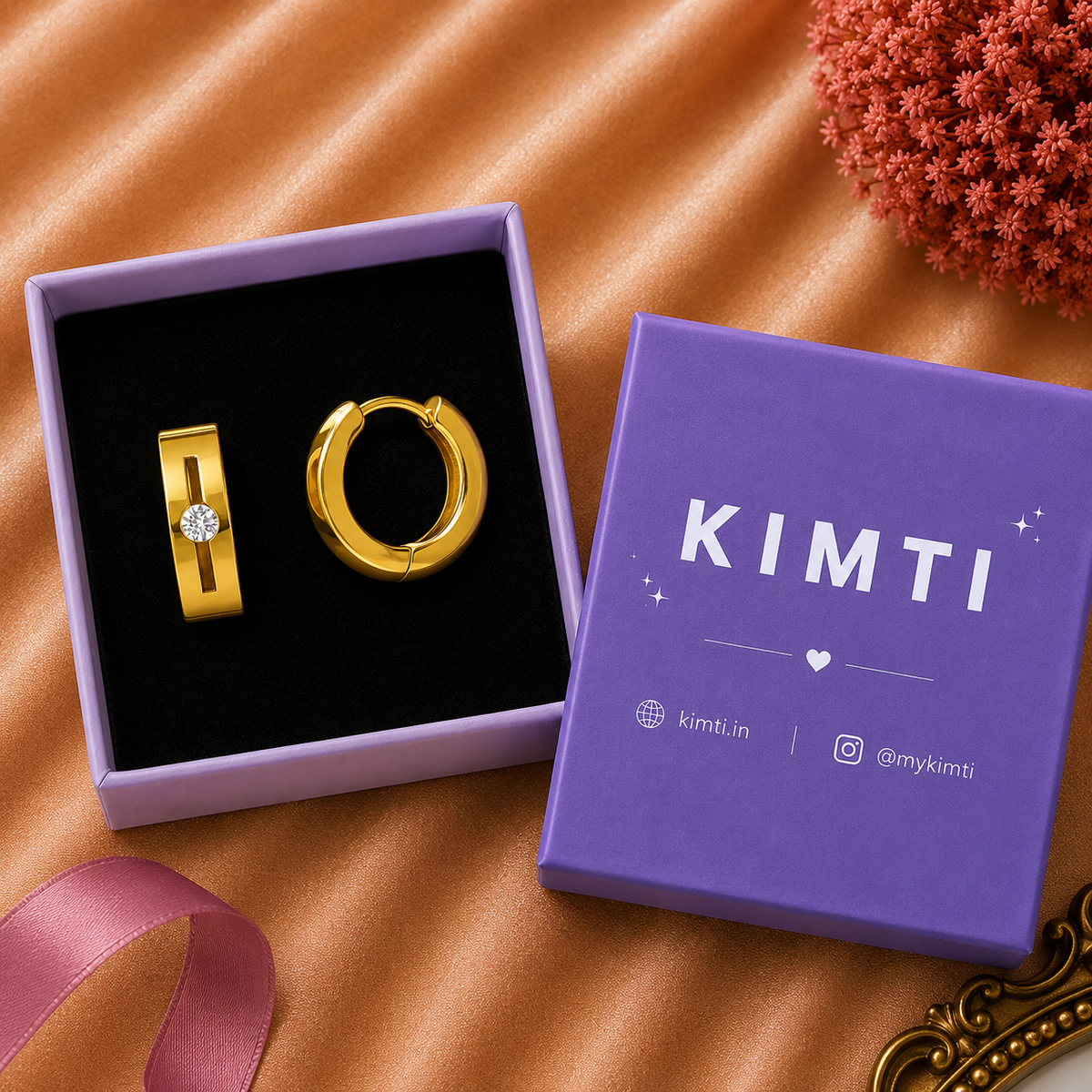 Men-18k Gold Plated Hoop  Earring