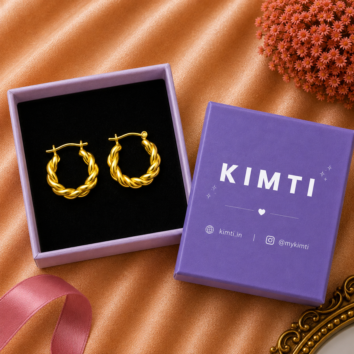 18K Gold Plated Spiral Hoops Anti Tarnish Earring