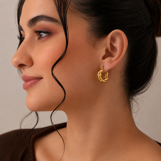 18K Gold Plated Spiral Hoops Anti Tarnish Earring