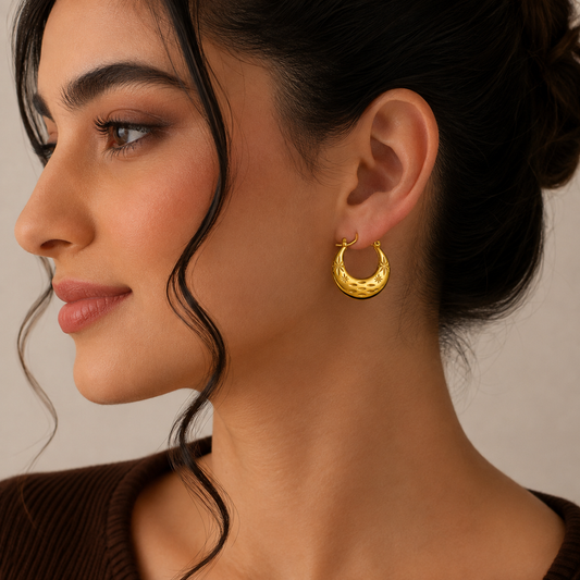 18K Gold Plated Vintage Hoops Anti Tarnish Earring
