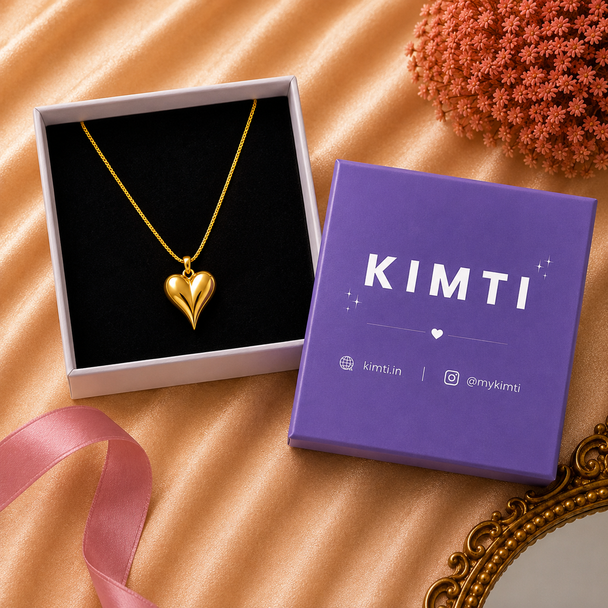 18K Gold Plated Elegant Heart Charm Necklace
