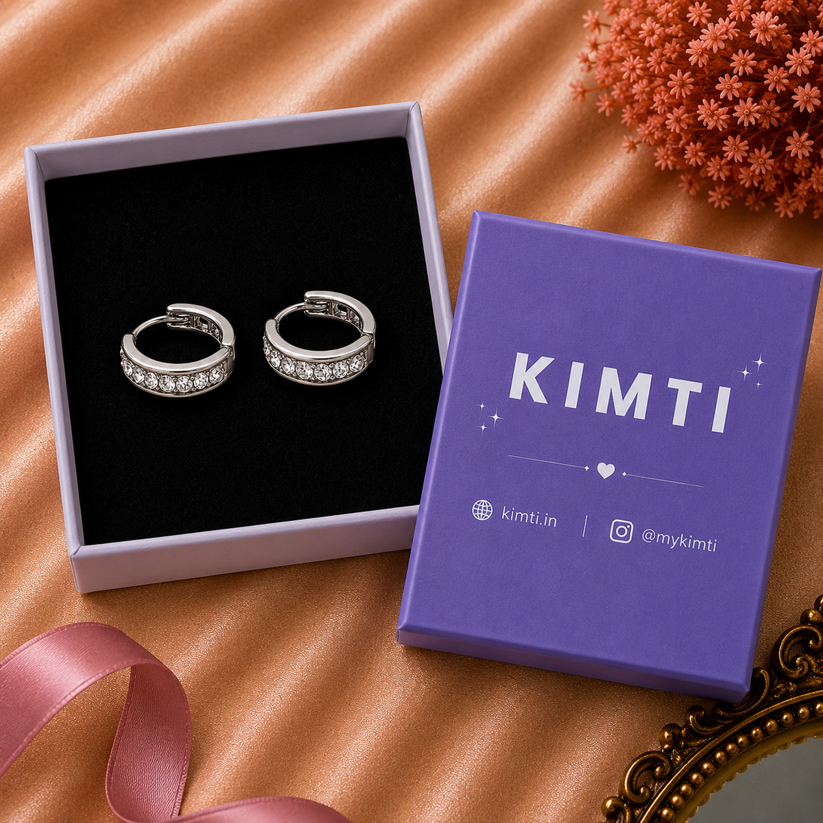 Men - Silver Zircon Shining Hoop Earring