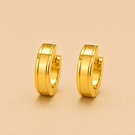 Men - 18K Gold Plated Classic Wide Hoop Earrings