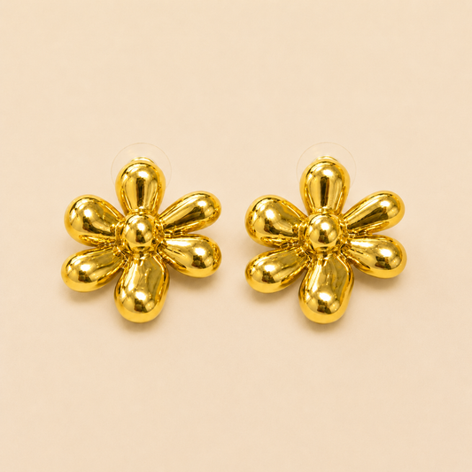 18K Gold Plated Golden Bloom Statement Earrings