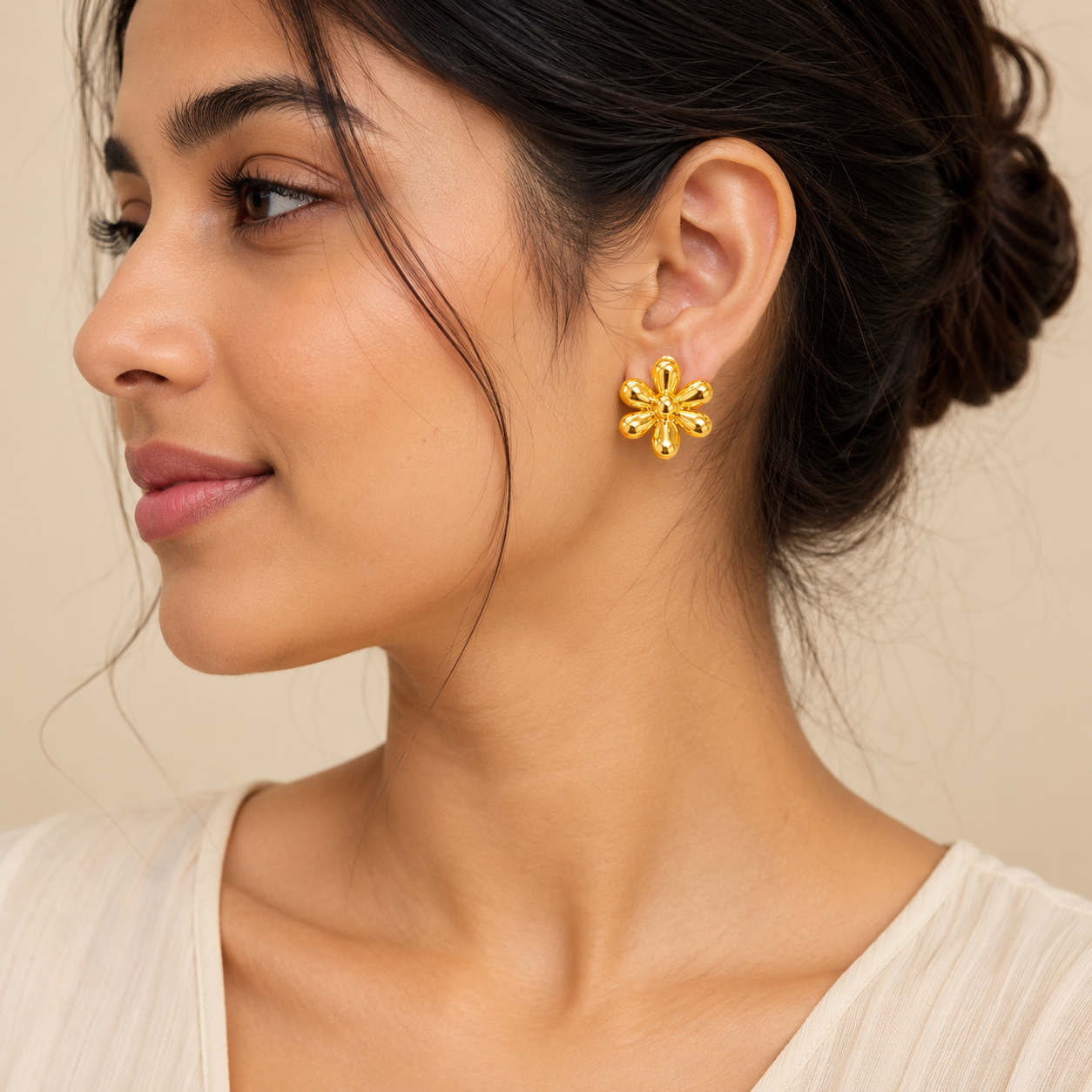 18K Gold Plated Golden Bloom Statement Earrings