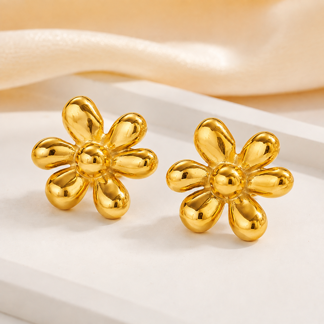 18K Gold Plated Golden Bloom Statement Earrings